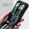 CFGH6FDF Nail Clippers Set 6 Pcs Portable Luxury Manicure Sets Pedicure Tools Bright Black Nail Clipper Set Personal Care Tools Eyebrow Scissors Nail Trimming Kit(Green) view 2