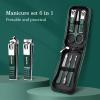 CFGH6FDF Nail Clippers Set 6 Pcs Portable Luxury Manicure Sets Pedicure Tools Bright Black Nail Clipper Set Personal Care Tools Eyebrow Scissors Nail Trimming Kit(Green) view 3