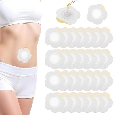 Qianyu 30 Pcs Disposable Castor Oil Pack Wrap Belly Button Self-Adhesive Castor Belly Button Wrap Pads Highly Absorbent Spunlace Cloth Organic Cover Compress Patches Oil Not Included No Wash