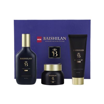 BAISHILAN Men's skin care set - Facial skin care, daily cleansing, moisturizing , including facial cleanser, essence water, moisturizing cream facial skin care set