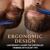 Ontaki Facial Hair Scissors - 5 in, Midnight Blue, Ambidextrous - High-Carbon German Steel Barber Scissors - Beard Grooming Kit with Mustache Comb & Leather Pouch - Portable Mustache Trimmer Kit view 3