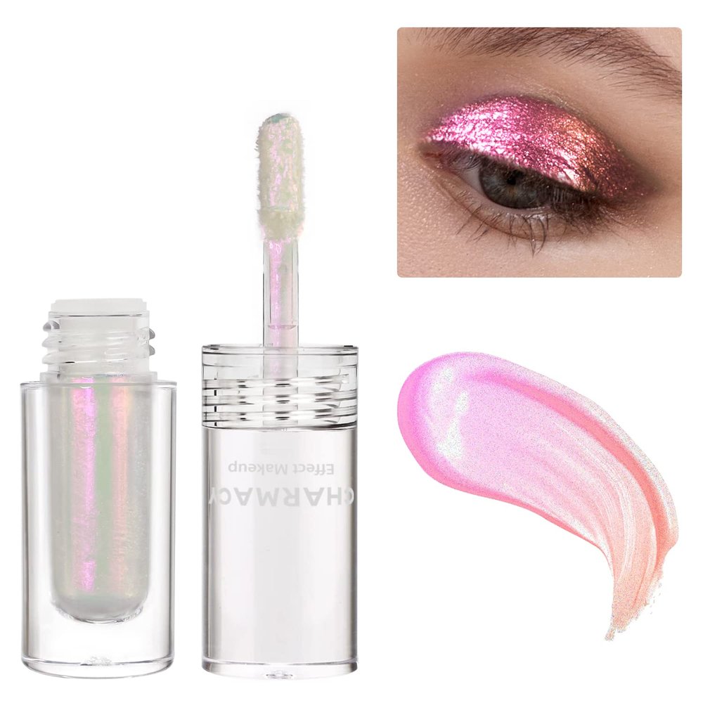 CHARMACY Liquid Duochrome Eyeshadow, Multi-Dimensional Eye Looks, Long Lasting Glitter Eye Shadow Sets Metallic Pigments, Quick Drying, Sparkling Shiny Eye Makeup for Beginners, 1.6g (#12)