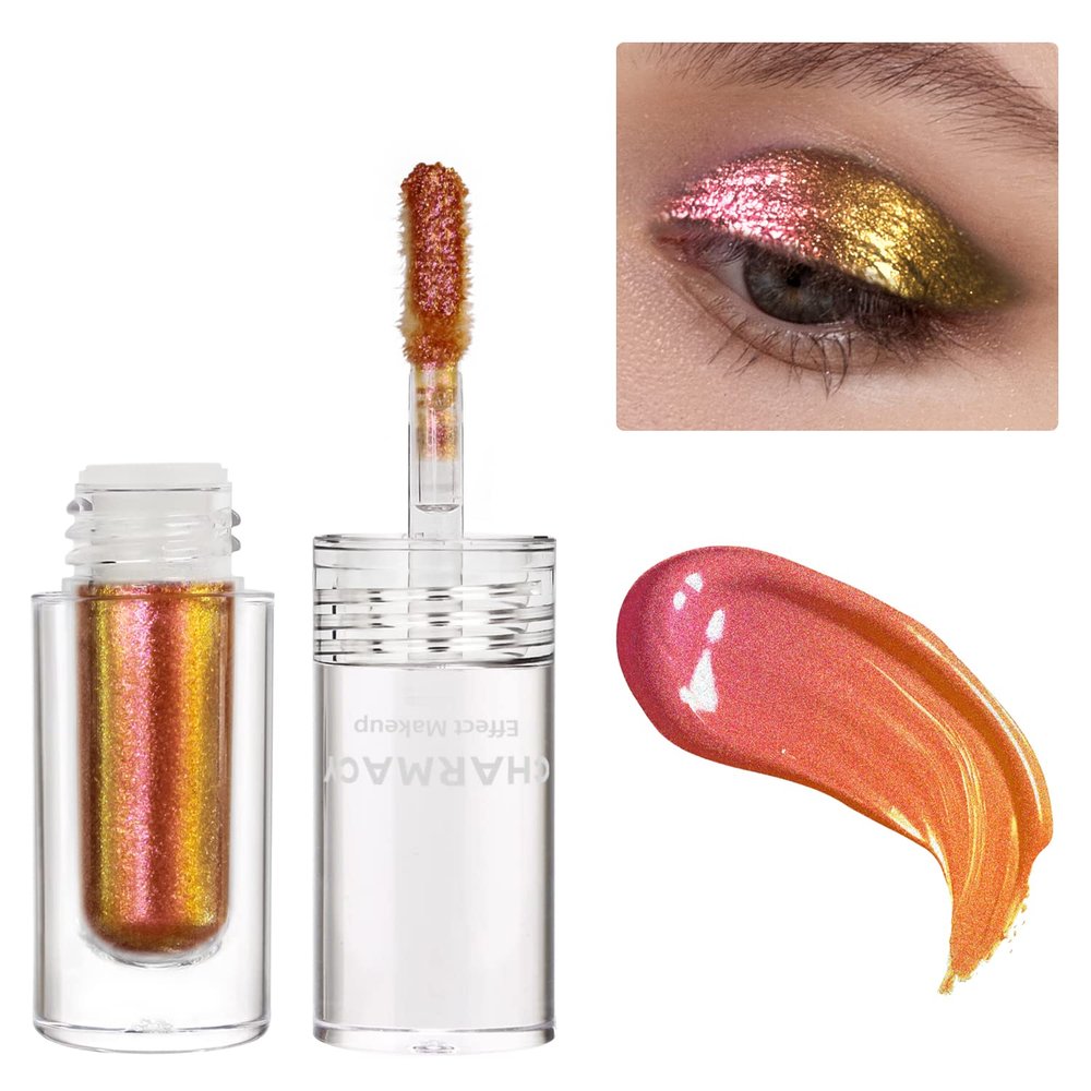 CHARMACY Liquid Duochrome Eyeshadow, Multi-Dimensional Eye Looks, Long Lasting Glitter Eye Shadow Sets Metallic Pigments, Quick Drying, Sparkling Shiny Eye Makeup for Beginners, 1.6g (#16)