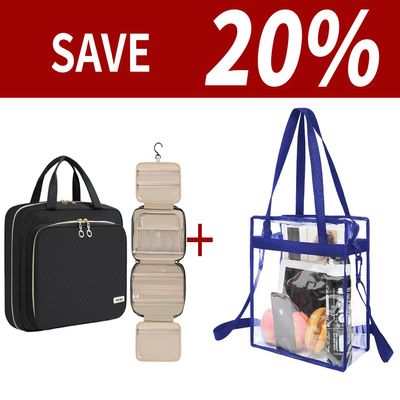 BAGAIL Clear bags Stadium Approved and Hanging Toiletry Bag