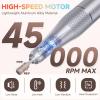 Nail Drill, Portable Electric Nail File 45000RPM, Rechargeable Nail Drill Professional with Bits & Base, for Acrylic Gel Nails, E-File Machine, Manicure Polishing, for Salon Home, White view 3