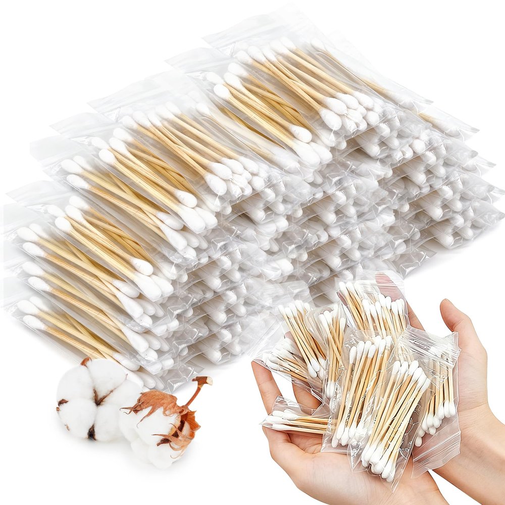 1000 PCS (100 Pack of 10) Travel Size Cotton Swabs for Ears,Individually Wrapped Cotton Swabs,Round Tipped Round Ear Swab,Ear Sticks,Travel Ear Cleaning Cotton Buds for Makeup,Hotel,Camping
