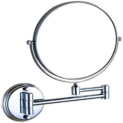 IJPDXOLBQ Wall-Mounted Cosmetic Mirror Hotel Bathroom Folding Telescopic Shaving Mirror 3 Times Magnification Double-Sided Mirror(8 inch Bright Silver)