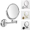 IJPDXOLBQ Wall-Mounted Cosmetic Mirror Hotel Bathroom Folding Telescopic Shaving Mirror 3 Times Magnification Double-Sided Mirror(8 inch Bright Silver) view 2