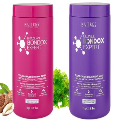 Amazonliss HAIR MASK FOR DAMAGED HAIR BRAZILIAN BONDOX TREATMENT 33.8 Oz & BLONDE BONDOX HAIR TREATMENT 33.8 oz