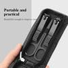 CFGH6FDF Nail Clippers Set Portable Luxury Manicure Sets, Pedicure Kits, Glossy Black, Nail Clippers, Personal Care Tools, Eyebrow Scissors, 6 Pcs Nail Trimming Kit(Black) view 3