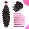 10A Deep Wave Bundles with Closure 16 18 20+14 Inch Wet and Wavy Brazilian Virgin Human Hair 3 Bundles with HD Lace Closure 100% Unprocessed Curly Human Hair Bundles with Lace Closure Natural Color view 2