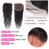 10A Deep Wave Bundles with Closure 16 18 20+14 Inch Wet and Wavy Brazilian Virgin Human Hair 3 Bundles with HD Lace Closure 100% Unprocessed Curly Human Hair Bundles with Lace Closure Natural Color view 3