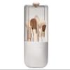 EACHY Makeup Brush Holder 360 Rotating with Dustproof Lid, Waterproof Material, 7 Compartments for Organized Storage, Stylish and Durable Design for Vanity (White) view 1