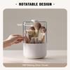 EACHY Makeup Brush Holder 360 Rotating with Dustproof Lid, Waterproof Material, 7 Compartments for Organized Storage, Stylish and Durable Design for Vanity (White) view 3