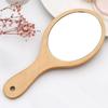 1 Piece Wooden Makeup Mirror Oval Handheld Mirror with Handle Single Side Cosmetic Mirror Vanity Handheld Mirror Handheld Vanity Mirror, 3.94 x 8.86 Inches, Wooden view 2