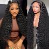 13x4 Deep Wave Lace Front Wigs Human Hair 28 Inch HD Transparent Human Hair Lace Frontal Wigs for Women 200% Density Deep Curly Lace Front Wigs with Baby Hair Pre Plucked Glueless Deep Wave Wig view 1