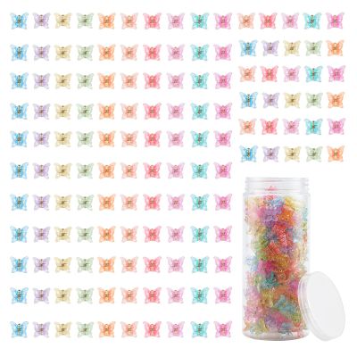 150 PCS Butterfly Hair Clips, KUAOOAUK Mini Cute Hair Accessories for Women and Girls, Sparkly Tiny Claw Clips with Box, 90s Beautiful Hairstyle Clip in 10 Assorted Colors for Toddler Baby