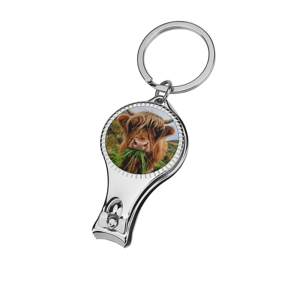 Cute Highland Cow Eating Wildlife Nail Clippers Professional Fingernail and Toenail Clipper Cutters Manicure Tools for Adults