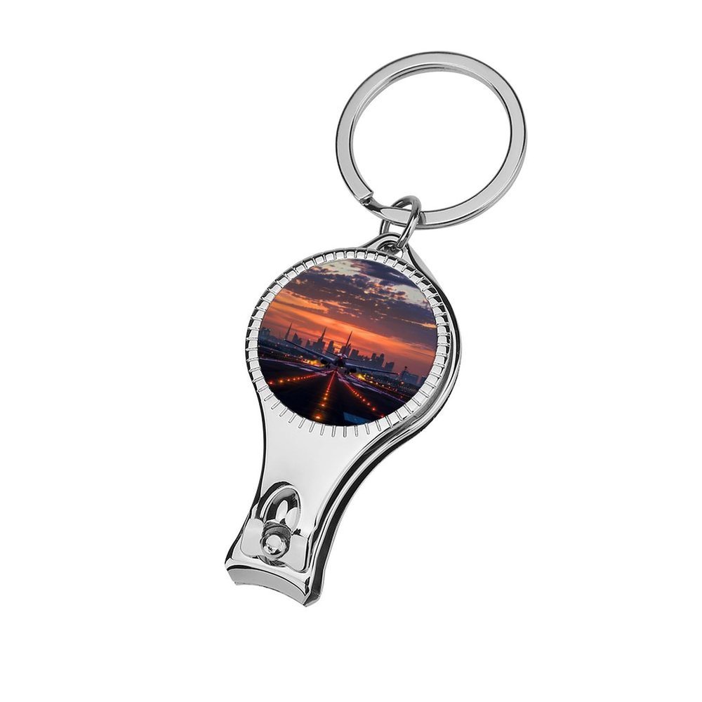 Beautiful Airport Night Landscape Airplane Nail Clippers Professional Fingernail and Toenail Clipper Cutters Manicure Tools for Adults