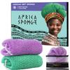 Back Scrubber for Body - 2 Pieces Authentic African Net Sponge with Knots - Exfoliating Washcloth for Afro Scrubber Seawave & Lilac - Shower Exfoliator for Women Self Care Body Loofah Bath Essentials view 1