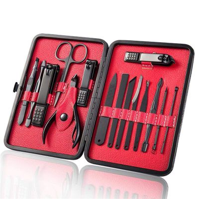 NVVVNX 8/10/15/18 Pcs Manicure Set Stainless Steel Nail Cutter Pedicure Kit Nail Clipper Set Nail File Scissor Manicure Beauty Tool Kit(Red 18Pcs)
