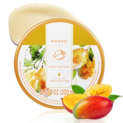 Princess Belle Mango Body Butter with Natural Shea Butter, Body Moisturizer for Dry Skin, Body Care for Women, Deep Moisturizing and Softening-200ml(6.8 floz)