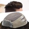 Toupee for Men Fine Mono Mens Toupee Human Hair Thin Skin Front Mens Hair Piece Indian Human Hair Replacement Systems NPU Hair Piece #1B20 1B# OFF BLACK WITH 20% SYNTHETIC GREY view 1