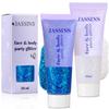 JASSINS 2PCS Body Glitter, 100ml Blue and White Face Glitter for Women Girls Kids, Glitter Gel Makeup Tween Gifts, Singer Concerts Festival Rave Accessories, Chunky Mermaid Sequins Glitter view 1