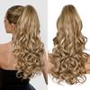 24 Inch Blonde Ponytail Extension, Clip on Ponytails for Women, Long Curly Ponytail Extensions for Women, Synthetic Layered Pony Tails Hair Extensions (Color: Dark Blonde With Beige Blonde Highlights) view 1