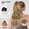 24 Inch Blonde Ponytail Extension, Clip on Ponytails for Women, Long Curly Ponytail Extensions for Women, Synthetic Layered Pony Tails Hair Extensions (Color: Dark Blonde With Beige Blonde Highlights) view 3