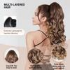 24 Inch Ponytail Extension, Layered Ponytail Extensions for Women, Soft Wavy Claw Clip in Ponytail Extension, Natural Synthetic Hair Pieces for Women (Color: Light Brown With Golden Ends) view 3