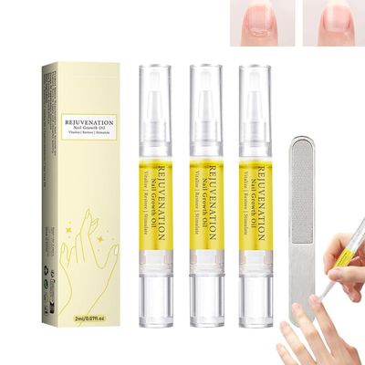 Rejuvenation Nail Growth Oil with Nail File, 3 PCS Nail Oil Pen for Growth And Strength Nails Repair