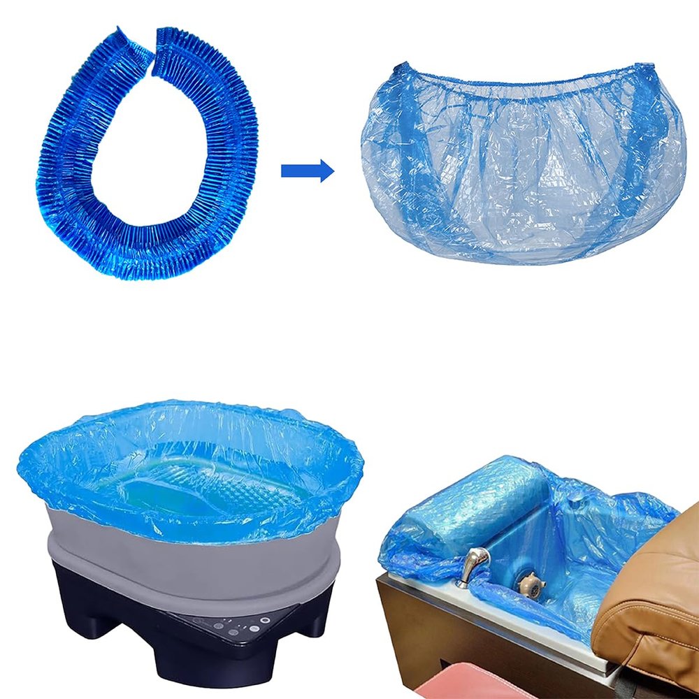 400 PCS Disposable Pedicure Spa Chair Liners  Durable Blue Elastic Foot Bath Bags for Salon Tubs and Foot Massage Treatments