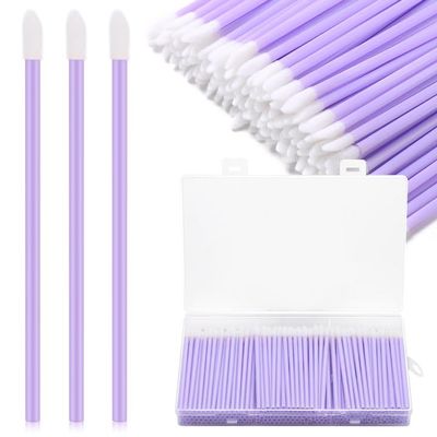 GEMSANVA 240 Pieces Disposable Lip Wands Lip Brushes,Lipstick Applicator Brushes Lip Gloss Wand,Soft Lint Free,Eyes & Lips Makeup Applicator Wands ToolsPURPLE
