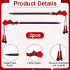 2 Pcs Chinese Wooden Hair Sticks, Chinese Hair Pins for Women Retro Handmade Wooden Hairpins Flower Tassel Hair Chopsticks Japanese Hair Accessories Classic Hair Pins for Long Hair view 3