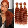 Ailabi Brazilian Human Hair Bundles Ginger Orange 350 Color 20 22 24 Inch Deep Wave Bundles Human Hair 11A Raw Unprocessed Virgin Quick Weave Hair for Black Women view 1
