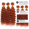 Ailabi Brazilian Human Hair Bundles Ginger Orange 350 Color 20 22 24 Inch Deep Wave Bundles Human Hair 11A Raw Unprocessed Virgin Quick Weave Hair for Black Women view 4