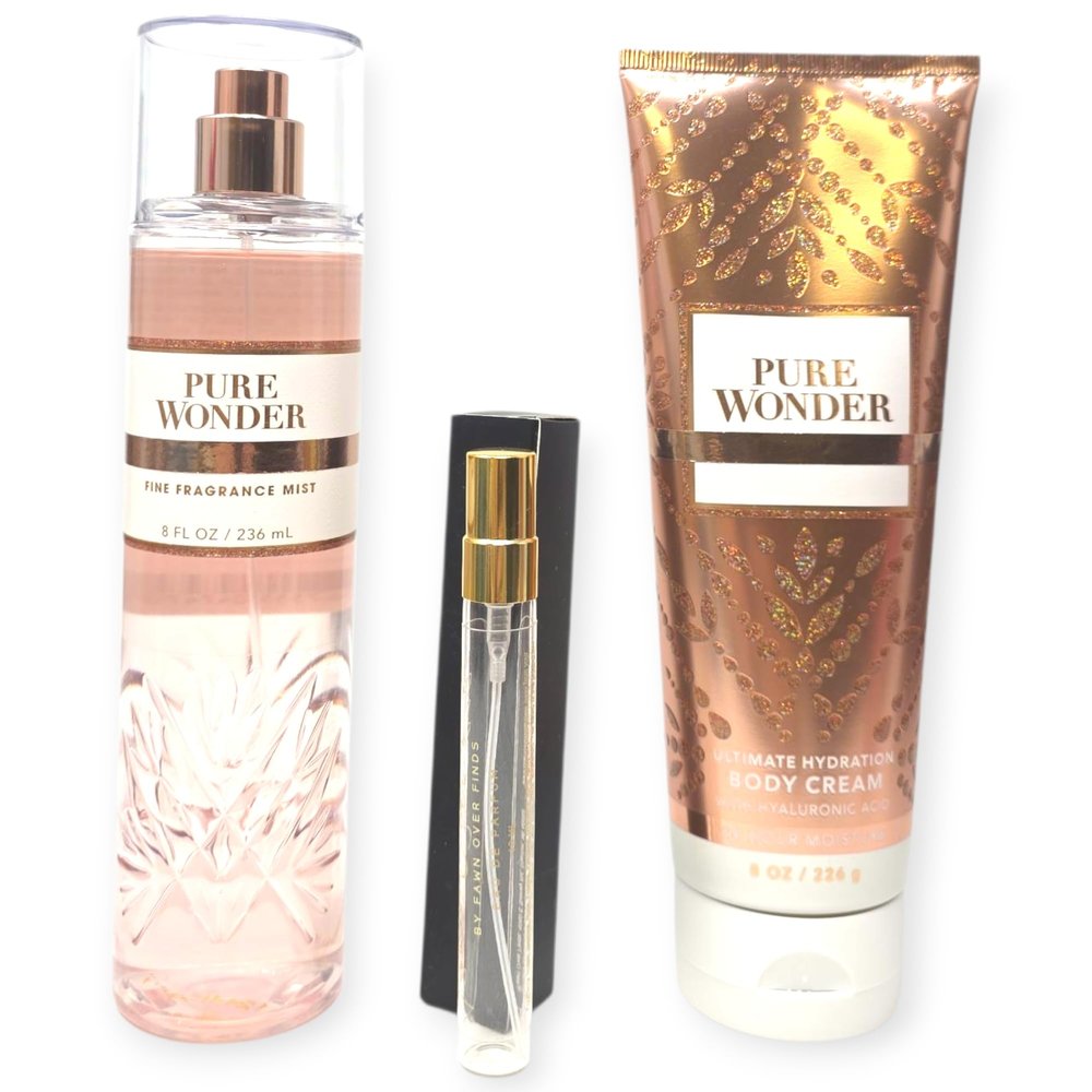 Bath and Body Cream and Mist Set with Fawn Over Me Travel Perfume (Pure Wonder)
