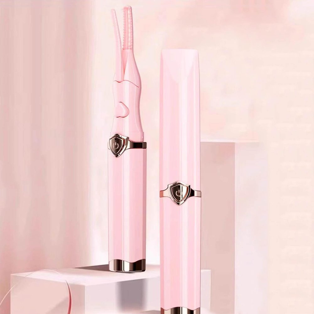 2025 New Heated Eyelash Curler, Portable Eyelash Curler with USB Rechargeable, Natural Eye Lash Curler Makeup Tool, 24 Hours Long Lasting, 3 Temperature Modes Heated Lash Curler (Pink)