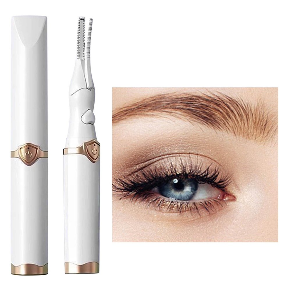 2025 New Heated Eyelash Curler, Portable Eyelash Curler with USB Rechargeable, Natural Eye Lash Curler Makeup Tool, 24 Hours Long Lasting, 3 Temperature Modes Heated Lash Curler (White)