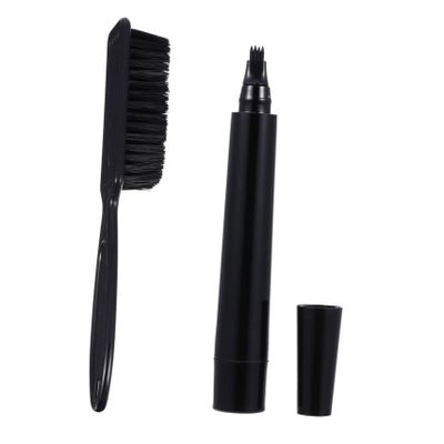 ADOCARN 1set Beard Grooming Kit Beard Filler Pen Brush for Natural Coverage Four Fork Tip for Seamless Application for Bearded Men