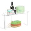2Pcs Transparent Acrylic Bathroom Corner Shelf Clear Floating Bath Shower Rack Stackable Makeup Display view 3