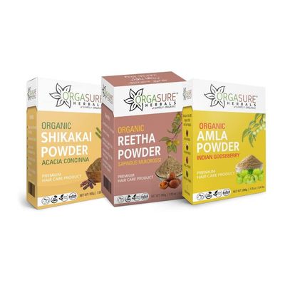 Shikakai, Amla and Aritha powder 200g x 3 pack | Organic Hair care Combo Pack | Total 600 gm