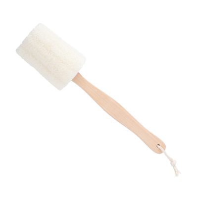 ADOCARN Long Wooden Handle Loofah Back Rub Brush Natural Exfoliating Bath Brush Body Scrubber for Shower and Bath