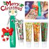 Christmas Face Body Glitter Gel,Christmas Keychain with Green Red Body Glitter Gel Rave Accessories,Body Glitter Gel Gel Keychain Pendant Set DIY Nail Jewelry (B) view 3