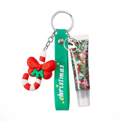Christmas Face Body Glitter Gel,Christmas Keychain with Green Red Body Glitter Gel Rave Accessories,Body Glitter Gel Gel Keychain Pendant Set DIY Nail Jewelry (C)