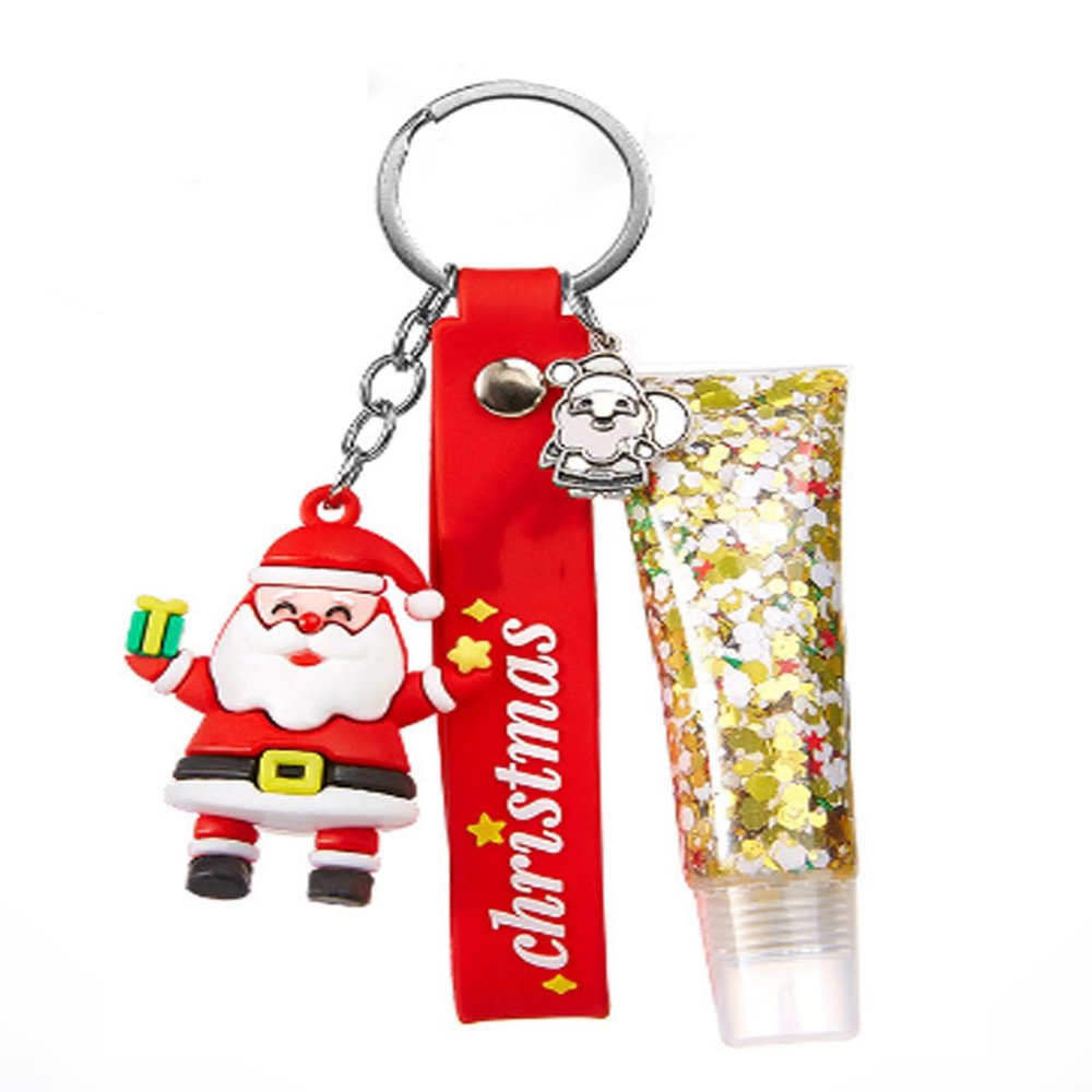 Christmas Face Body Glitter Gel,Christmas Keychain with Green Red Body Glitter Gel Rave Accessories,Body Glitter Gel Gel Keychain Pendant Set DIY Nail Jewelry (E)