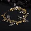 Octwine Vintage Bridal Gold Leaf Headpiece Handmade Wedding Headband Hair Vine Rhinestoens Headband Bridal Wedding Hair Accessories view 2