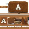kamumanni Cute Makeup Bag, Initial Cosmetic Bag, Fuzzy Makeup Bags for Women, Brown Makeup Pouch with Chenille Letter, Monogrammed Gifts for Women, Brown B view 2
