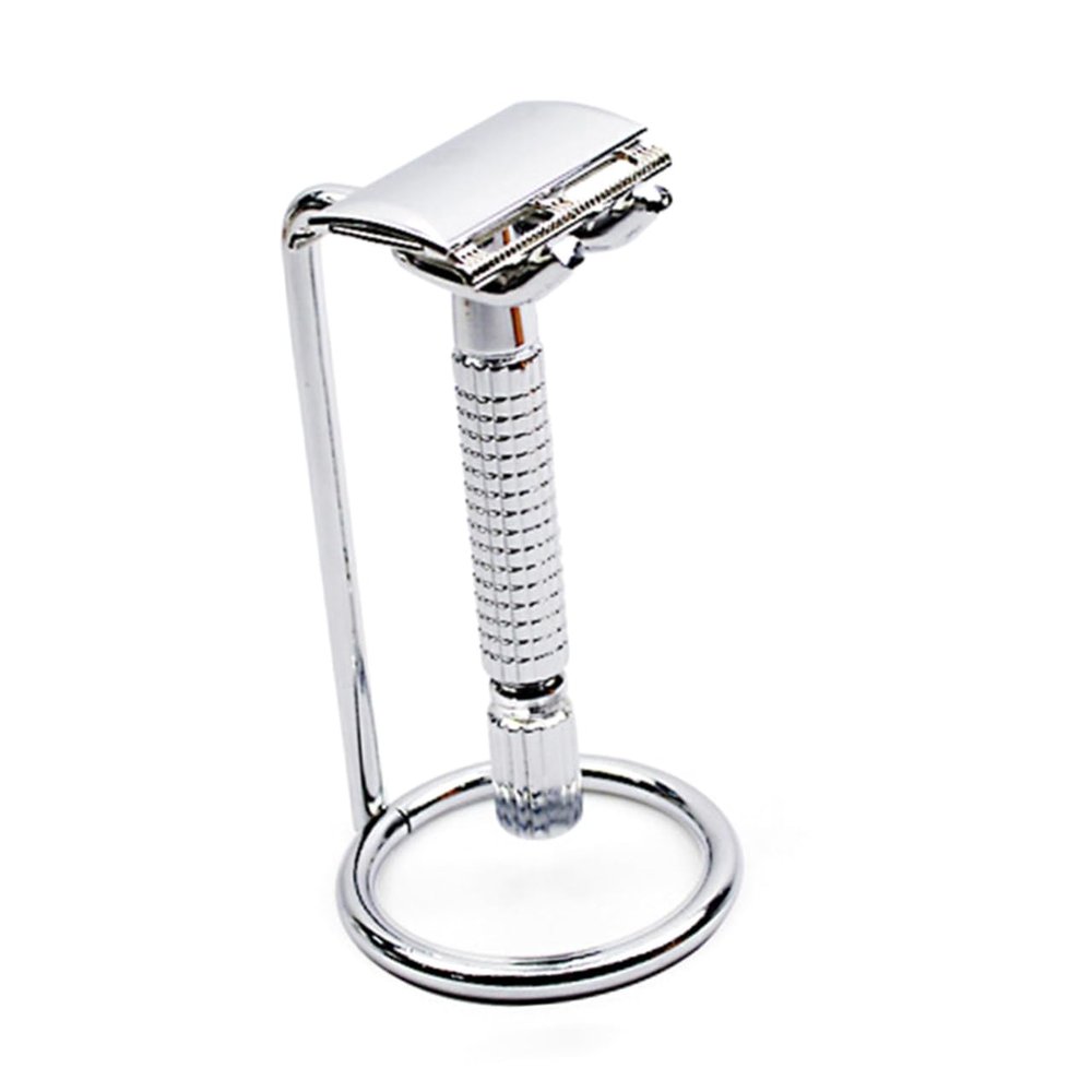 ADOCARN Safety Razor Rack Brush Holder Double Shaving Stand Metal Shaving Stand for Razor and Brush Random Style